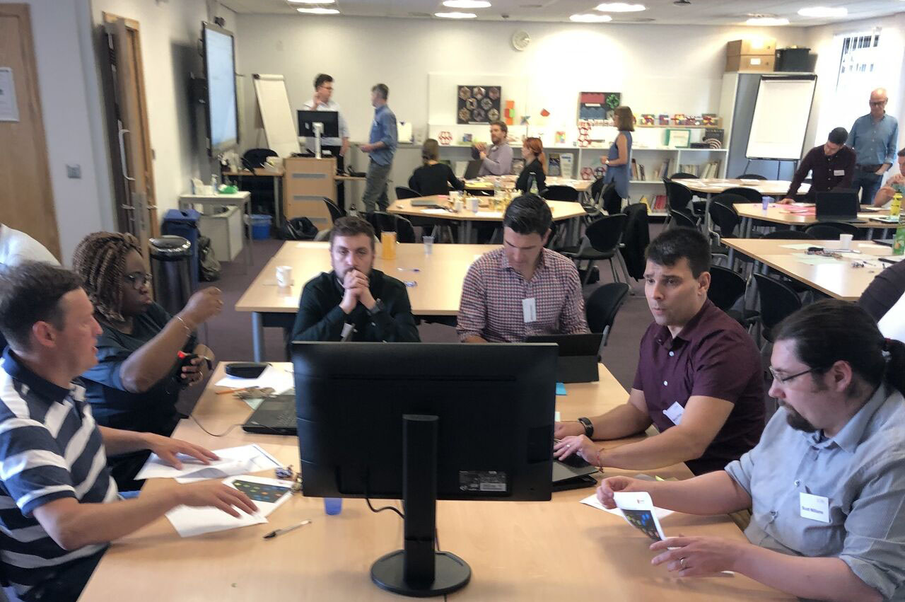 Some of the Hublsoft team testing some new product features