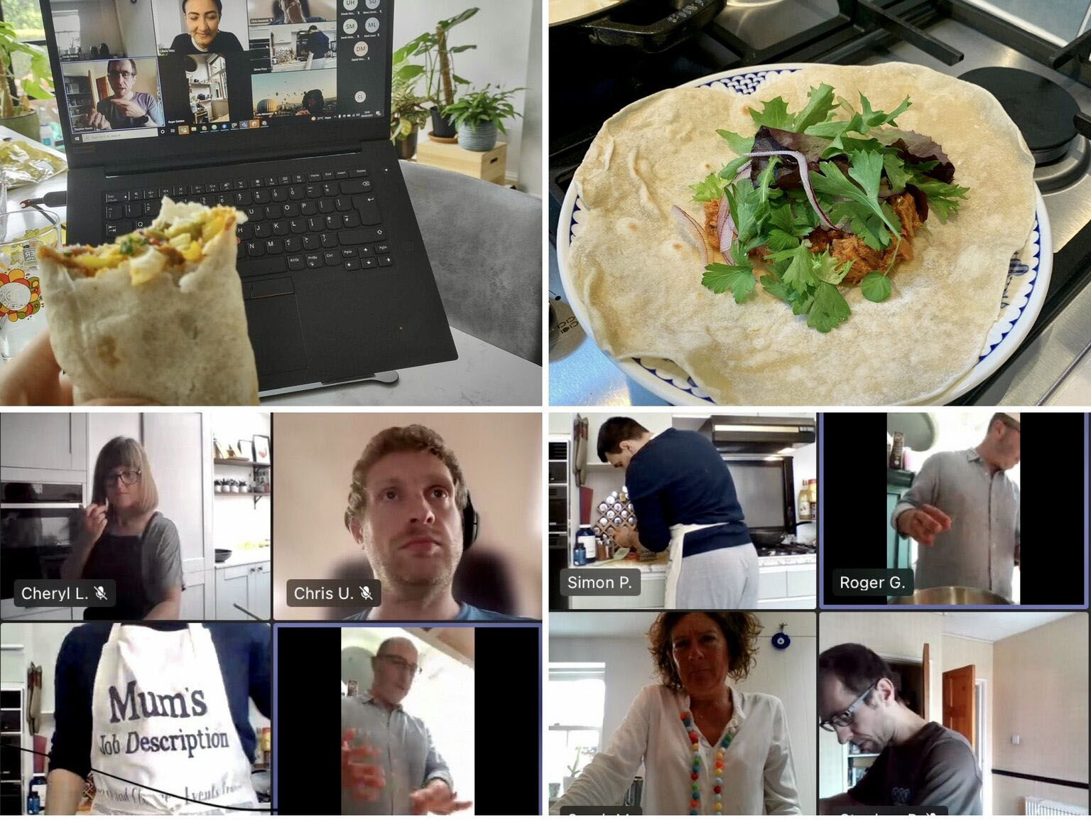 Snapshot of the Hublsoft Team making fajita's on a video call